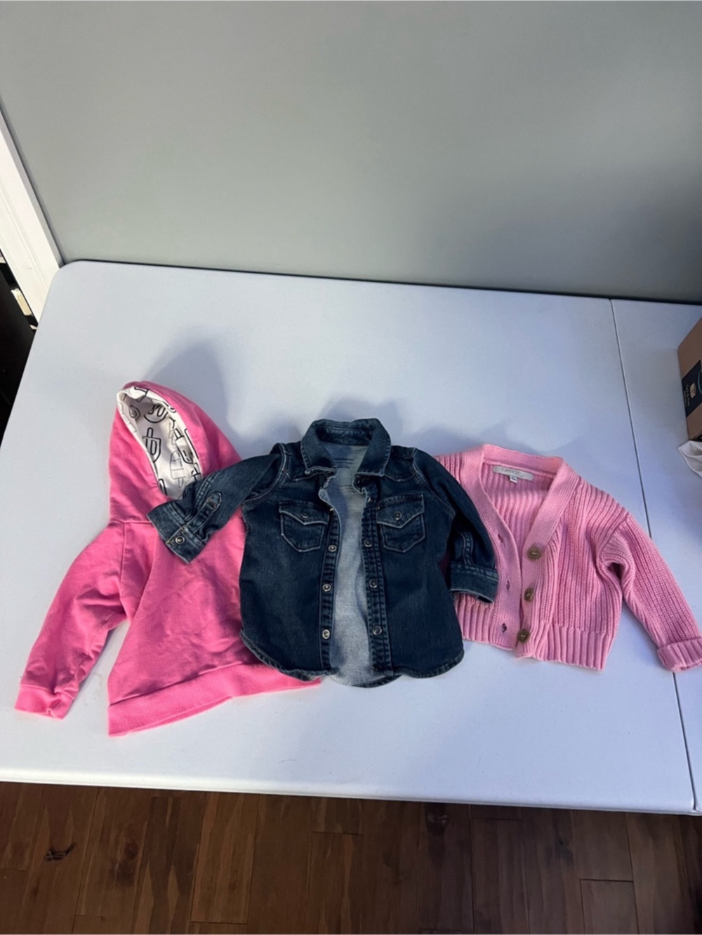 Baby Girl 6-12M bundle - Jean jacket, hoodie and cardigan